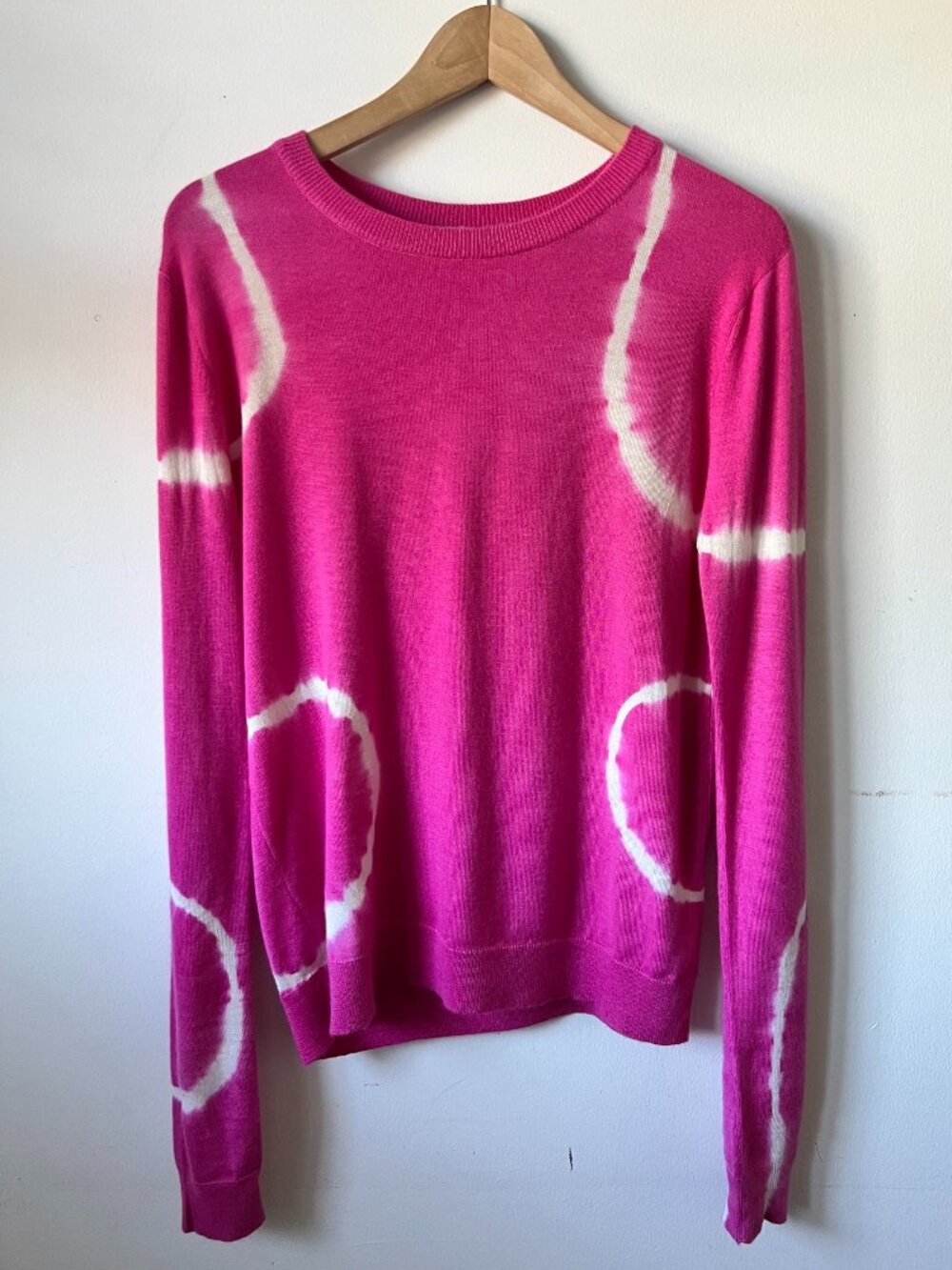 Prabal Gurung 100% Cashmere Pink Circle Tie Dye Crewneck Sweater Women's S